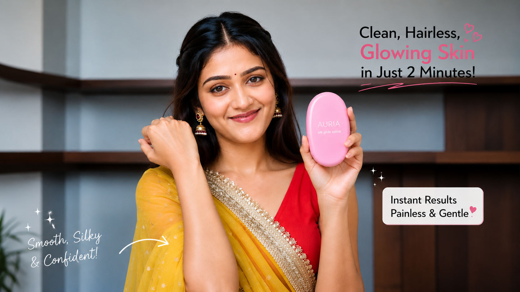 Auria™ Silk Glide Satline — Crystal Hair Eraser | Painless At-Home Hair Removal + Glow